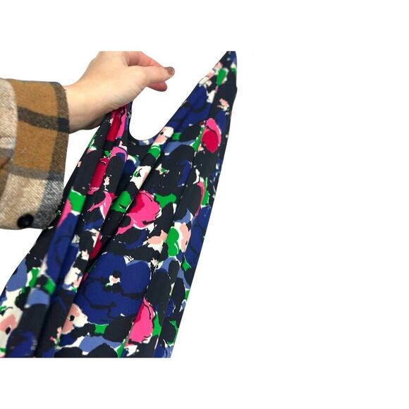 Talbots Dress Black Impressionist Floral Print Long Sleeve Belted Stretch Small - Picture 3 of 9